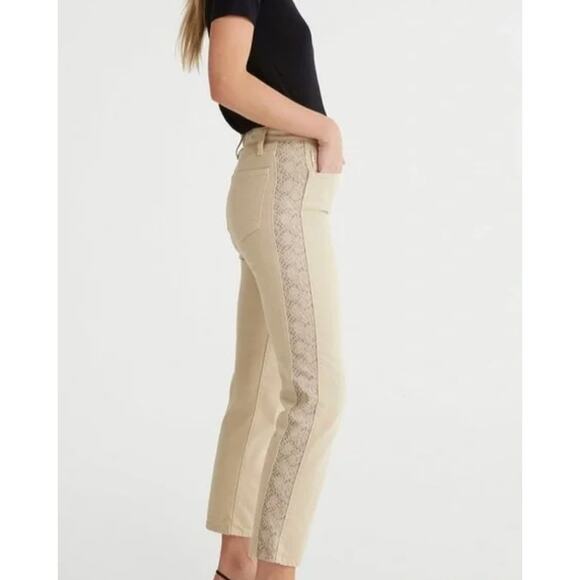 Adriano Goldschmied The Isabel Side Panel‎ High Rise Straight Crop Tan Size 31 - Picture 1 of 11